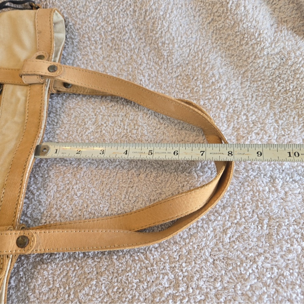 Le Papillon Upcycled Canvas And Leather Shoulder Bag Purse Tote French Detail - Picture 12 of 14